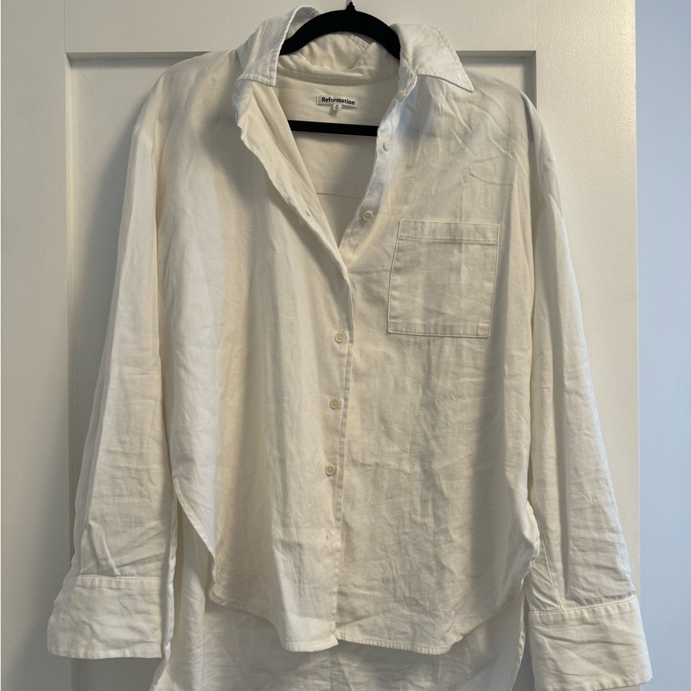 Reformation Will Oversized Shirt Size M White